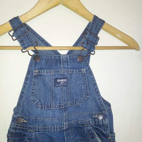 OshKosh B'Gosh Denim Bib Overalls-Size 2T-Pocket-Adjustable Straps-Brooklyn Wash - Picture 2 of 11